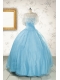 2015 Puffy Beading Baby Blue Quinceanera Dress with Wraps