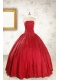 Cheap Red Strapless Sweet 16 Dresses with Beading
