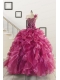 Exclusive Beading One Shoulder Sweet 16 Dresses in Fuchsia