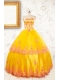 Gold Strapless Beautiful Quinceanera Dresses with Appliques