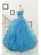 Hot Sell Beaded Quinceanera Dresses Ruffled in Blue