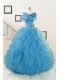 Hot Sell Blue Quinceanera Dresses With Beading and Ruffles