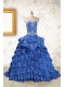 Modern Brush Train Appliques Sweet 15 Dresses in Royal Blue