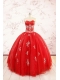 Most Popular Red Puffy Quinceanera Dresses with Appliques