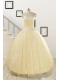 Luxurious Sweetheart Appliques Sweet 16 Dresses in Light Yellow