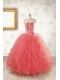 Watermelon Red Exquisite Quinceanera Dresseswith Appliques and Ruffles