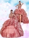 2015 Customize Beading and Ruffles Pink Dress For Quinceanera
