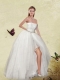 2015 White High Low Strapless Dama Dress with Beading