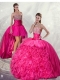 2015 Wonderful Ball Gown Hot Pink Quinceanera Dresses with Beading and Ruffles