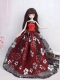 Black and Red Ball Gown Embroidery Barbie Doll Dress  Black and Red Ball Gown Embroidery Barbie Doll Dress
