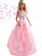 Bowknot Embroidery Princess Pink Barbie Doll Dress