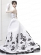 Embroidery Wedding Dress To Fit the Barbie Doll With Brush Train
