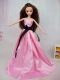 Luxurious Rose Pink Sash With Party Dress For Barbie Doll  Luxurious Rose Pink Sash With Party Dress For Barbie Doll