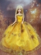 Beading Decorate Ball Gown Gold Barbie Doll Dress Beading Decorate Ball Gown Gold Barbie Doll Dress
