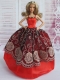 Beautiful Embroidery Ball Gown Red and Black Barbie Doll Dress Beautiful Embroidery Ball Gown Red and Black Barbie Doll Dress