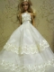 Beautiful Organza Embroidery White Barbie Doll Dress