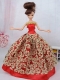 Fashionable Red Ball Gown Barbie Doll Dress