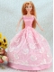 Lovely Baby Pink Ball Gown Straps With Sash and Lace Party Clothes Fashion Dress For Noble Barbie