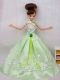 Popular Princess Apple Green Lace and hand Made Flower Party Dress For Barbie Doll
