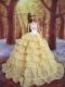 Ruffled Layers Decorate Ball Gown Light Yellow Barbie Doll Dress Ruffled Layers Decorate Ball Gown Light Yellow Barbie Doll Dress