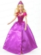 Sweet Princess Handmade Lavender Square Short Sleeves Party Clothes Fashion Dress for Noble Barbie