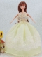 The Most Beautiful Beading and Embroidery Yellow Green Ball Gown Party Clothes Barbie Doll Dress
