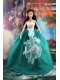Elegant Green Gown With Appliques Dress For Barbie Doll