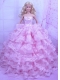 Exclusive Pink Gown With Ruffled Layers Dress For Barbie Doll