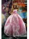 New Embroidery Fashion Princess Pink Dress Gown For Barbie Doll