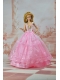 Unique Baby Pink Straps Ruffed Layeres Appliques Made to Fit the Barbie Doll