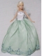 Apple Green and White Gown With Embroidery For Barbie Doll