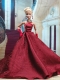 Beautiful Burgundy Satin Party Dress for Noble Barbie Doll