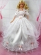 Beautiful Wedding Dress With Flower Gown For Barbie Doll