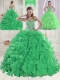 Cheap Sweetheart Brush Train Green Quinceanera Dresses in Sweet 16