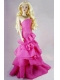 Fashion Fuchsia Party Dress With Ruffled Layers Gown For Barbie Doll