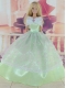 Green Pretty Gown With Embroidery Dress For Barbie Doll