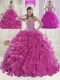 Hot Pink Sweetheart Brush Train Quinceanera Dresses in Sweet 16