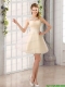 2015 Decent Straps Appliques Christmas Party Dress with Mini Length