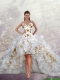 2015 Hot Sale Appliques and Ruffles White Prom Dress