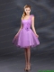 2015 Lilac Hand Made Flowers A Line One Shoulder Christmas Party Dresses 80.34