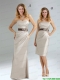 2015 Ruching and Belt Sweetheart Grey Prom Dress with Floor Length