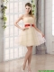 A Line Belt Strapless Junior Dress with Mini Length
