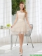 Bateau Belt Mini Length Prom Dress with Lace Up