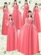 Exquisite Watermelon Christmas Party Dresses with Ruch and Beading