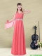 One Shoulder Beaded Long Junior Dress with Ruches