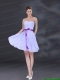 Ruching and Belt Chiffon Prom Dress in Lavender