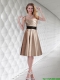 Ruching Belt One Shoulder Empire Bridesmaid Dress with Mini Length
