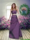 Sweetheart Column 2015 Eggplant Purple Christmas Party Dresses with Belt and Ruching