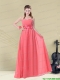 Sweetheart Watermelon Long Prom Dress with Bow Belt