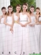 White Ruching Empire Bridesmaid Dresses for 2015